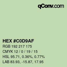 Color code: HEX #C0D9AF | qconv.com