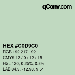 カラーコード: HEX #C0D9C0 | qconv.com
