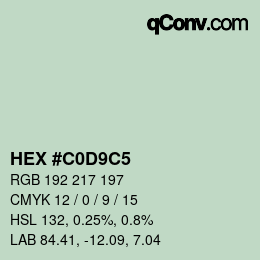 カラーコード: HEX #C0D9C5 | qconv.com