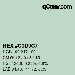 Farbcode: HEX #C0D9C7 | qconv.com