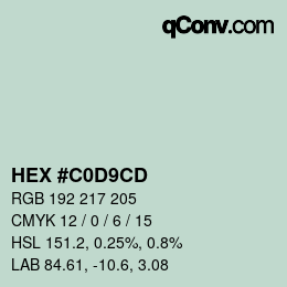 カラーコード: HEX #C0D9CD | qconv.com