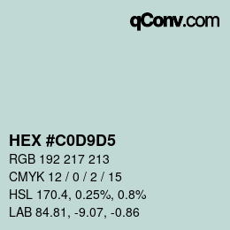 Color code: HEX #C0D9D5 | qconv.com