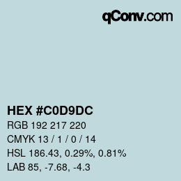 Color code: HEX #C0D9DC | qconv.com