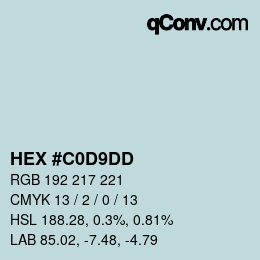 Color code: HEX #C0D9DD | qconv.com