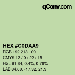 カラーコード: HEX #C0DAA9 | qconv.com