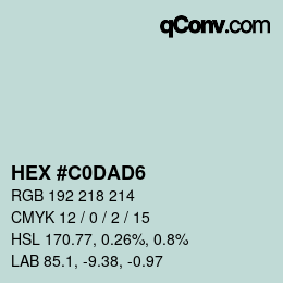 Color code: HEX #C0DAD6 | qconv.com