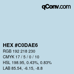 カラーコード: HEX #C0DAE6 | qconv.com