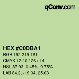 Color code: HEX #C0DBA1 | qconv.com