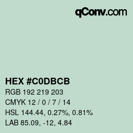 Color code: HEX #C0DBCB | qconv.com
