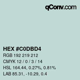 Color code: HEX #C0DBD4 | qconv.com