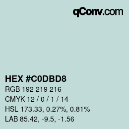 カラーコード: HEX #C0DBD8 | qconv.com