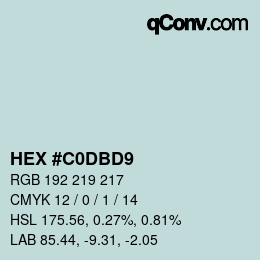 Color code: HEX #C0DBD9 | qconv.com