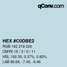 颜色代码: HEX #C0DBE2 | qconv.com