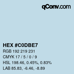 Color code: HEX #C0DBE7 | qconv.com