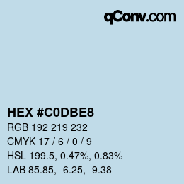 カラーコード: HEX #C0DBE8 | qconv.com