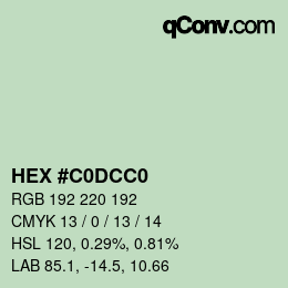 Color code: HEX #C0DCC0 | qconv.com