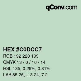 Color code: HEX #C0DCC7 | qconv.com