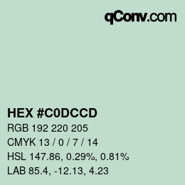 Color code: HEX #C0DCCD | qconv.com