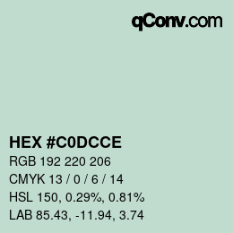 Color code: HEX #C0DCCE | qconv.com