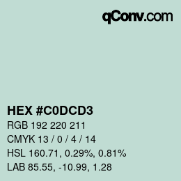 Color code: HEX #C0DCD3 | qconv.com