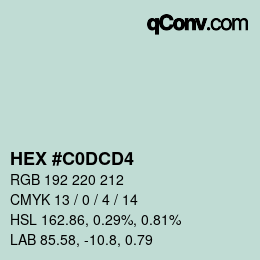 カラーコード: HEX #C0DCD4 | qconv.com