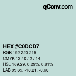 カラーコード: HEX #C0DCD7 | qconv.com