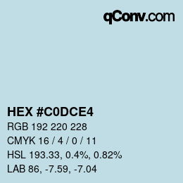 Color code: HEX #C0DCE4 | qconv.com
