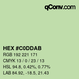 Color code: HEX #C0DDAB | qconv.com