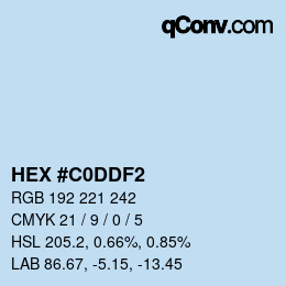 Color code: HEX #C0DDF2 | qconv.com