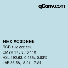 Color code: HEX #C0DEE6 | qconv.com