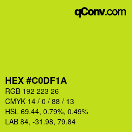 Color code: HEX #C0DF1A | qconv.com