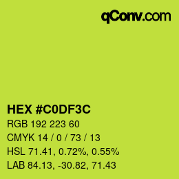 Farbcode: HEX #C0DF3C | qconv.com