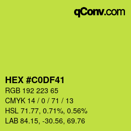 Farbcode: HEX #C0DF41 | qconv.com