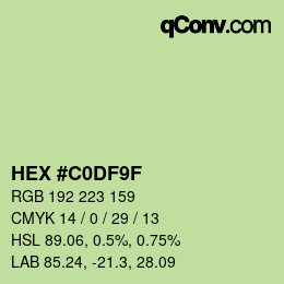 Color code: HEX #C0DF9F | qconv.com