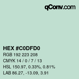 Farbcode: HEX #C0DFD0 | qconv.com