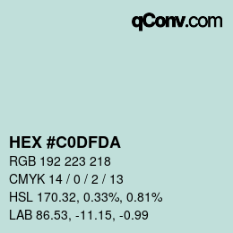 Color code: HEX #C0DFDA | qconv.com