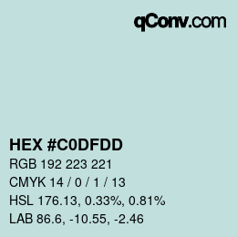 Color code: HEX #C0DFDD | qconv.com