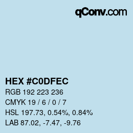 Color code: HEX #C0DFEC | qconv.com