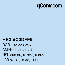 Color code: HEX #C0DFF6 | qconv.com