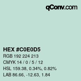 Código de color: HEX #C0E0D5 | qconv.com