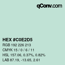 カラーコード: HEX #C0E2D5 | qconv.com