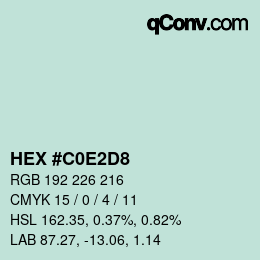 Color code: HEX #C0E2D8 | qconv.com