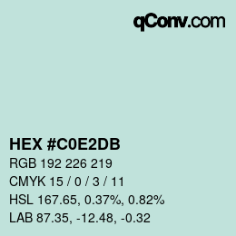 カラーコード: HEX #C0E2DB | qconv.com