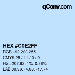 カラーコード: HEX #C0E2FF | qconv.com