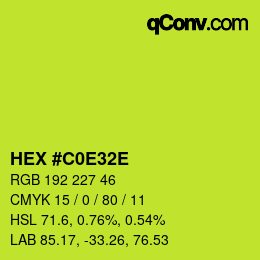 Color code: HEX #C0E32E | qconv.com