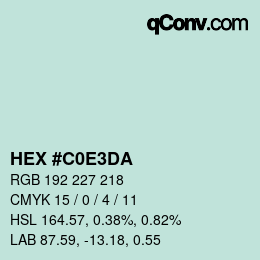 Color code: HEX #C0E3DA | qconv.com