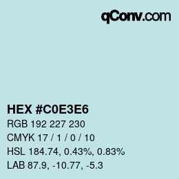 Color code: HEX #C0E3E6 | qconv.com