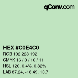 Color code: HEX #C0E4C0 | qconv.com
