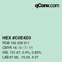 Color code: HEX #C0E4D3 | qconv.com