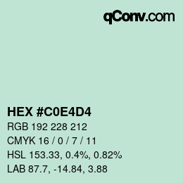 Color code: HEX #C0E4D4 | qconv.com